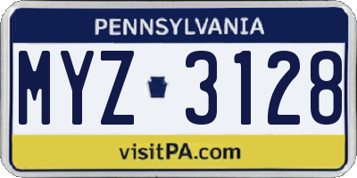 PA license plate MYZ3128