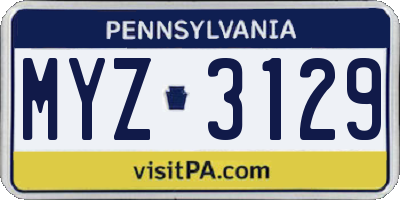PA license plate MYZ3129