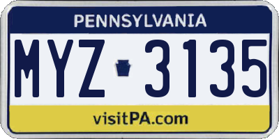 PA license plate MYZ3135