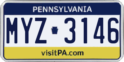 PA license plate MYZ3146