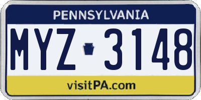 PA license plate MYZ3148