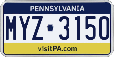 PA license plate MYZ3150