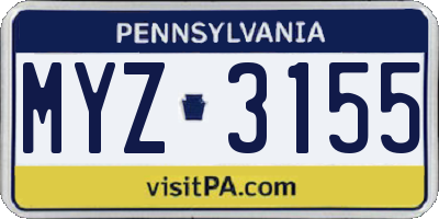 PA license plate MYZ3155