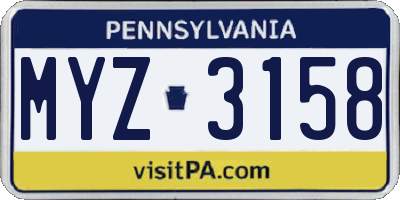 PA license plate MYZ3158