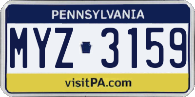 PA license plate MYZ3159