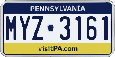 PA license plate MYZ3161