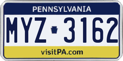 PA license plate MYZ3162
