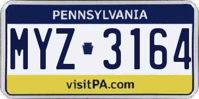 PA license plate MYZ3164
