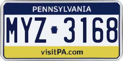 PA license plate MYZ3168