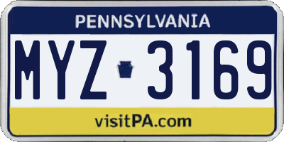PA license plate MYZ3169