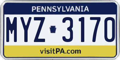 PA license plate MYZ3170