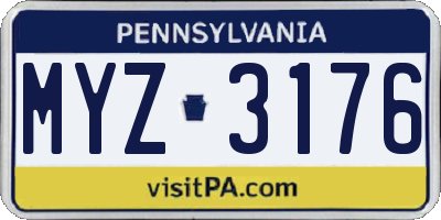 PA license plate MYZ3176