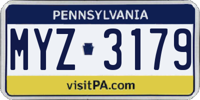 PA license plate MYZ3179
