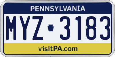PA license plate MYZ3183