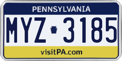PA license plate MYZ3185