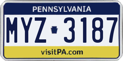 PA license plate MYZ3187