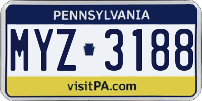 PA license plate MYZ3188