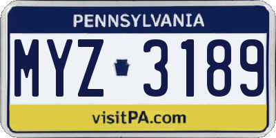 PA license plate MYZ3189