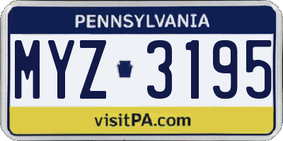PA license plate MYZ3195
