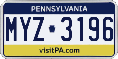 PA license plate MYZ3196