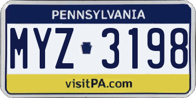 PA license plate MYZ3198