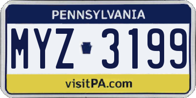 PA license plate MYZ3199