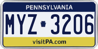 PA license plate MYZ3206