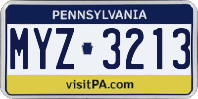 PA license plate MYZ3213