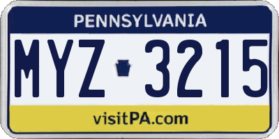 PA license plate MYZ3215