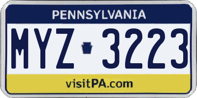 PA license plate MYZ3223