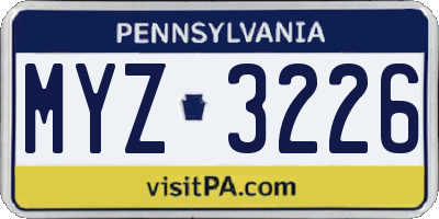 PA license plate MYZ3226