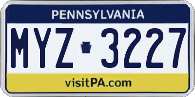 PA license plate MYZ3227