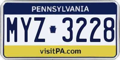 PA license plate MYZ3228