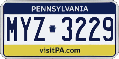PA license plate MYZ3229