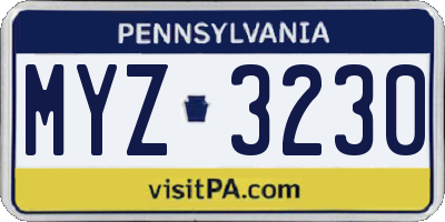 PA license plate MYZ3230