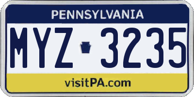 PA license plate MYZ3235