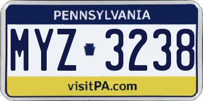 PA license plate MYZ3238