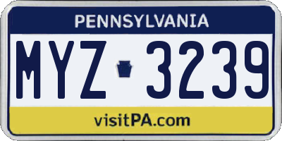 PA license plate MYZ3239
