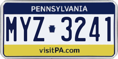 PA license plate MYZ3241