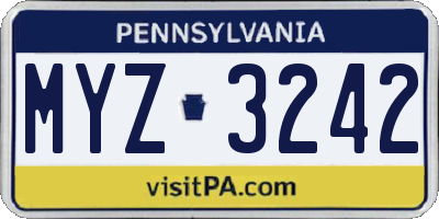 PA license plate MYZ3242