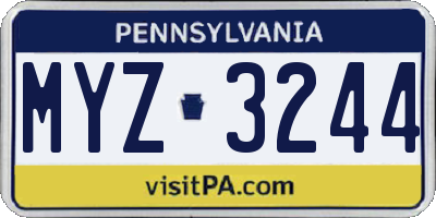 PA license plate MYZ3244