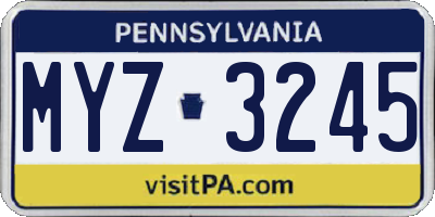 PA license plate MYZ3245