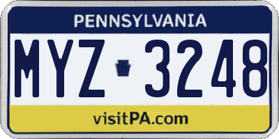 PA license plate MYZ3248