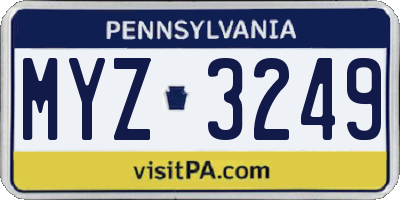 PA license plate MYZ3249