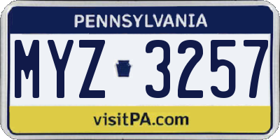 PA license plate MYZ3257