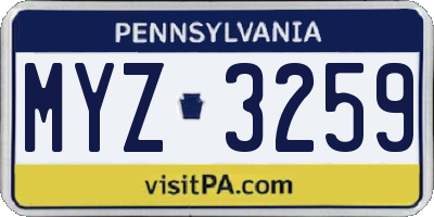PA license plate MYZ3259