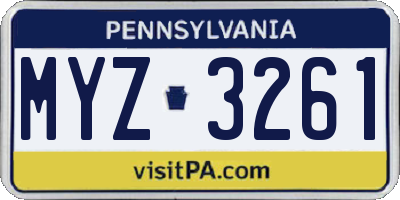 PA license plate MYZ3261