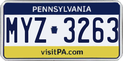 PA license plate MYZ3263