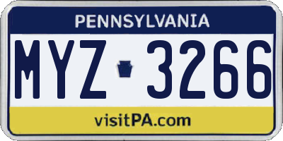 PA license plate MYZ3266