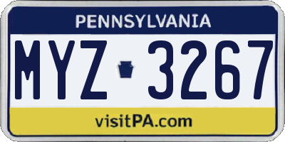 PA license plate MYZ3267